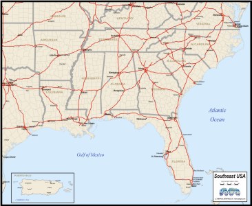 Map Of Southeast Usa Road Map ~ AFP CV